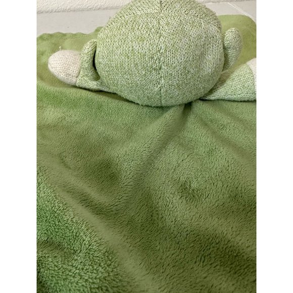 Magic Years Green Sock Monkey Rattle Lovey Security Blanket Satin Back Plush - Picture 3 of 5